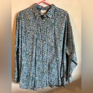 J. Crew Blue Floral Casual Shirt